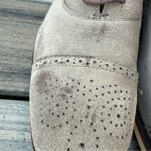 Johnston & Murphy Oxford Saddle Dress Shoes 10M - Gray Suede Leather - Picture 6 of 17